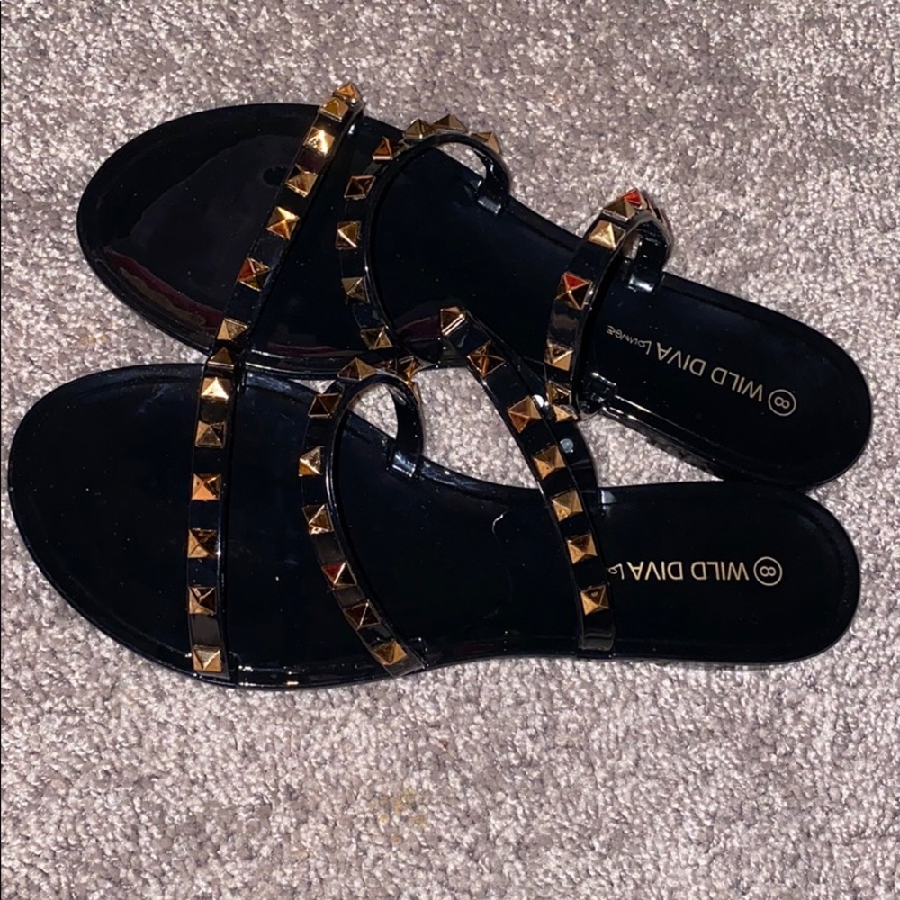 NEW Spike Studded Slide Jelly Flat Sandal Open Toe
